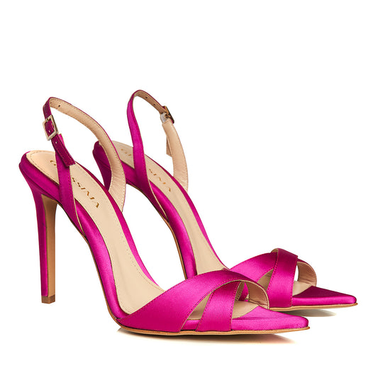 Thea Plum Satin Sandals