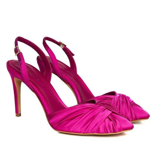 Ana Hot Pink Satin Slingbacks