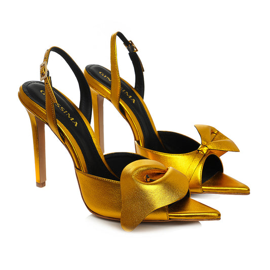 Muse Gold Leather Sandals