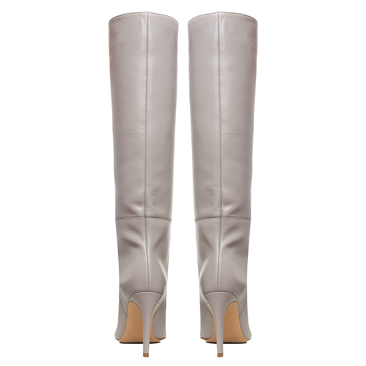Milla Grey Leather Boots, Under Knee