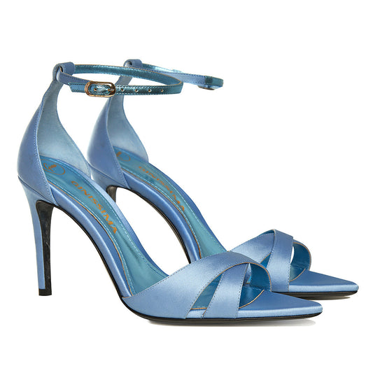 Thea Baby Blue Satin Sandals